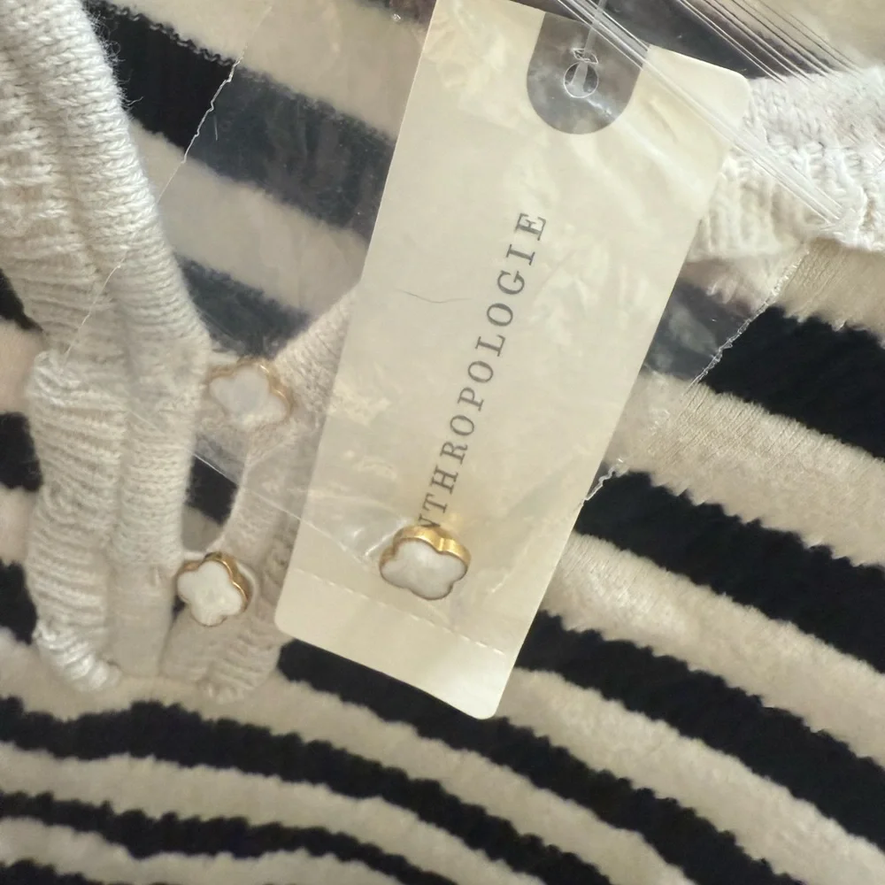 Anthropologie Black and Cream Striped Knit Top - Picture 5 of 5